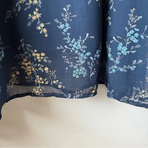Neesees Dresses The Karlee Orange Creek Modest Maxi Chiffon Navy Floral Dress S - Picture 9 of 12